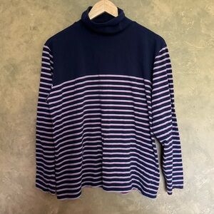 Vintage 90s Northern Reflections Striped Soft Stretch Cotton Turtleneck
